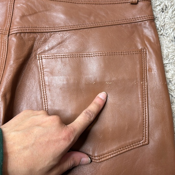 LAMARQUE Adeline Leather Pant Size 28 Tan NWT - Picture 10 of 13